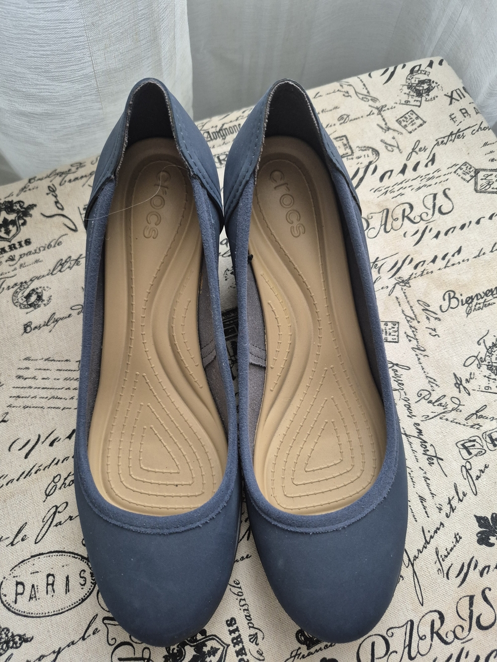 CROCS Women's Navy Blue Slip-On Wedge with Tan Insole